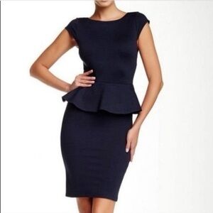 Alice + Olivia Employed Women's Navy Knit Peplum Dress Cap Sleeve Size XS